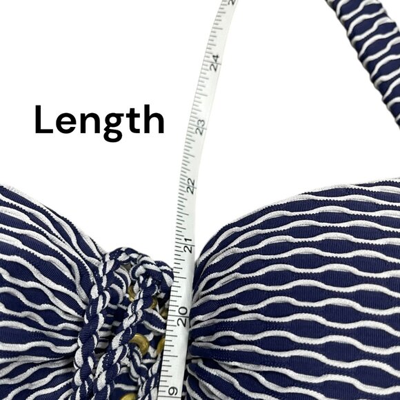 NEW Jessica Simpson Large One Piece Swimsuit Navy Textured Gold Underwire Modest - Picture 5 of 9